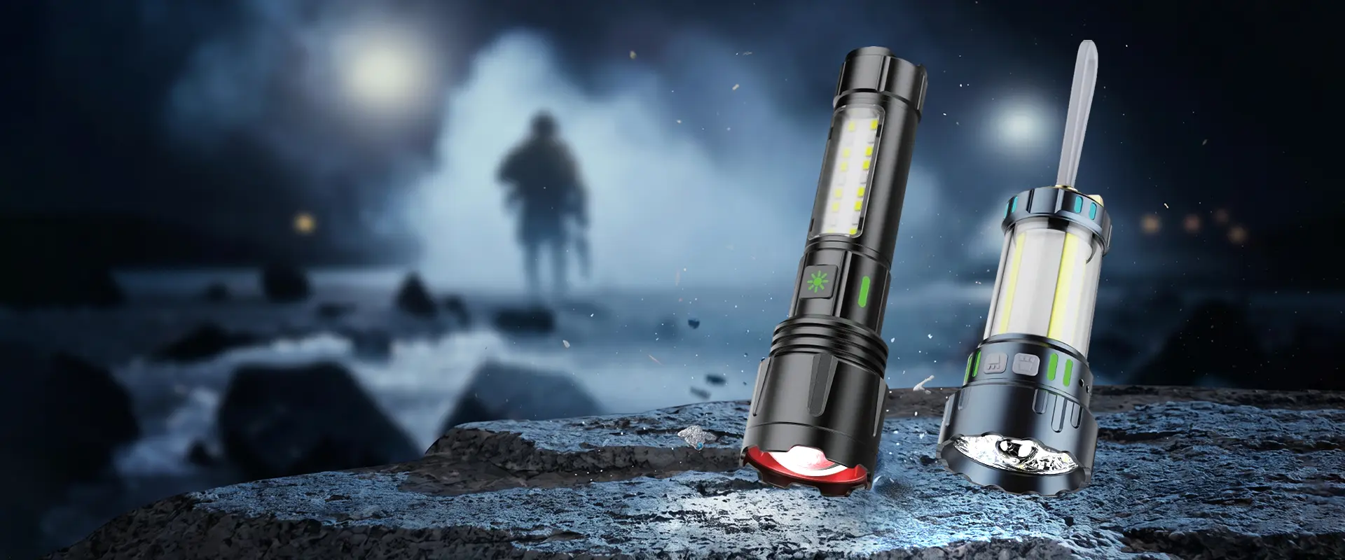 مصباح LED التكتيكي من Forest Tiger - لومن عالي قابل لإعادة الشحن للاستخدام في العمل